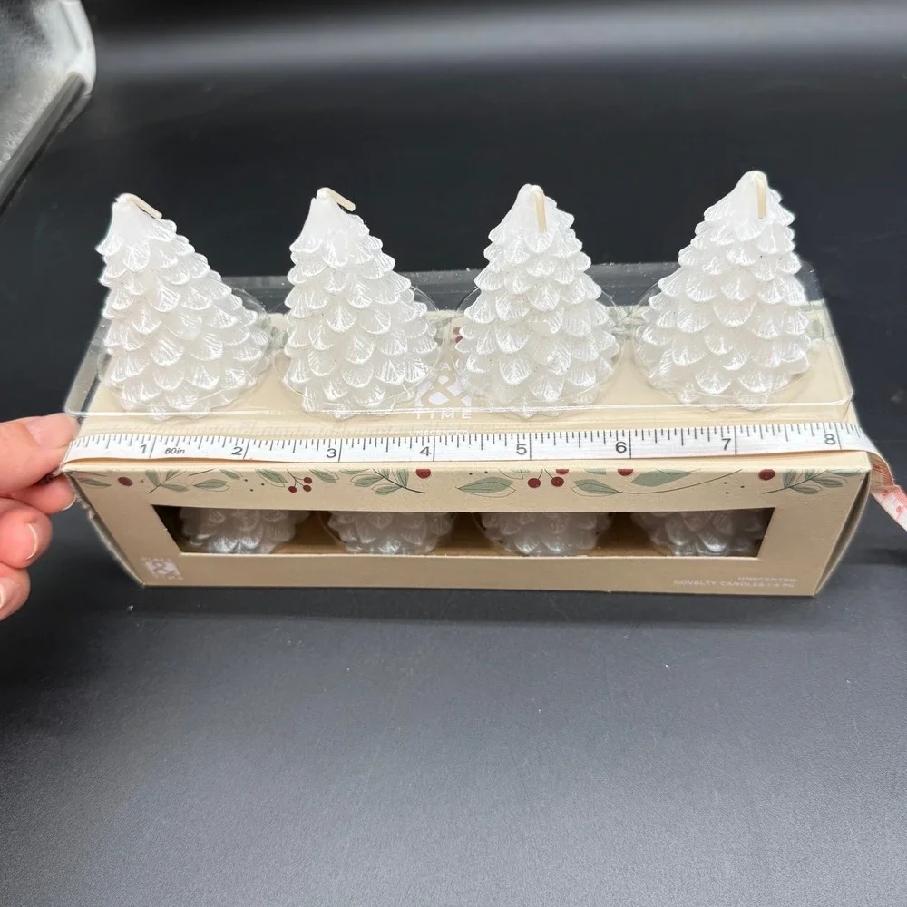 Place & Time White Tree Candles‎ New Unused Set of 8 Unscented Wax Holiday Box